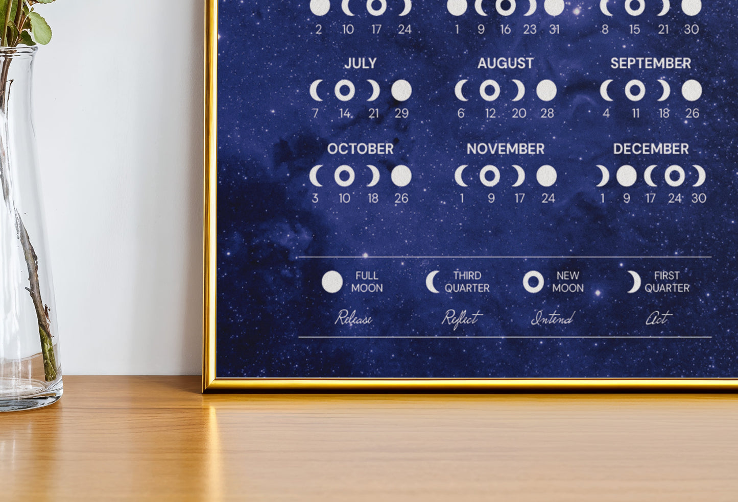 2026 Lunar Phase Calendar Moon Calendar for 2026 Modern Art Wall Decor Moon Phases Poster