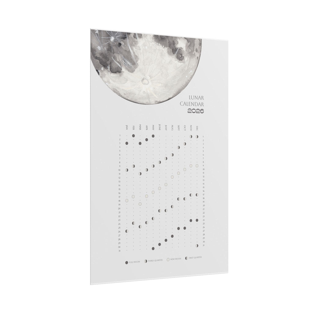 2026 Lunar Phase Calendar Moon Calendar for 2026 Modern Art Wall Decor Moon Phases Poster