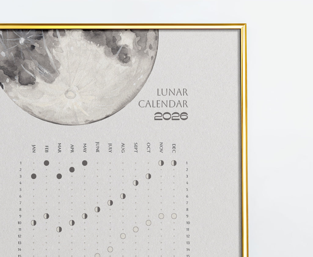 2026 Lunar Phase Calendar Moon Calendar for 2026 Modern Art Wall Decor Moon Phases Poster