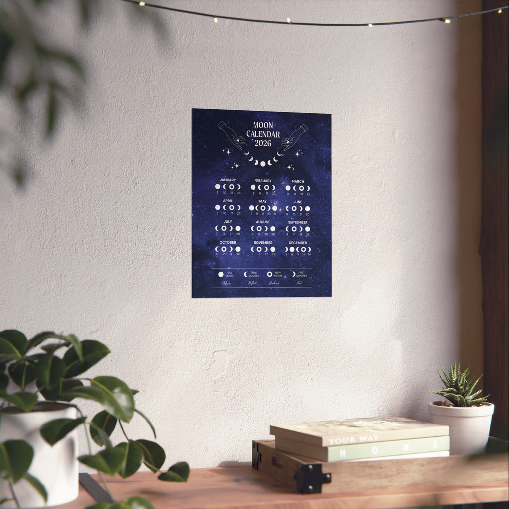 2026 Lunar Phase Calendar Moon Calendar for 2026 Modern Art Wall Decor Moon Phases Poster 11"x14" inches