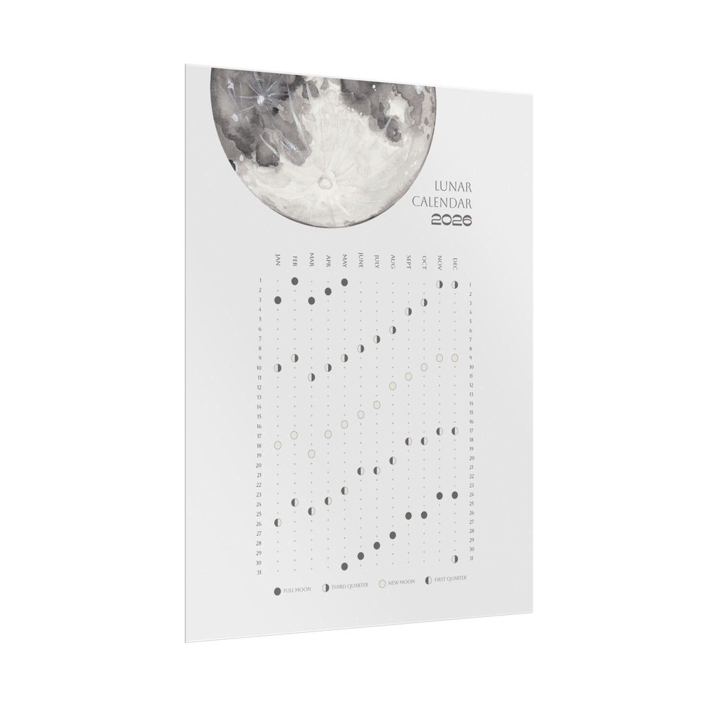 2026 Lunar Phase Calendar Moon Calendar for 2026 Modern Art Wall Decor Moon Phases Poster