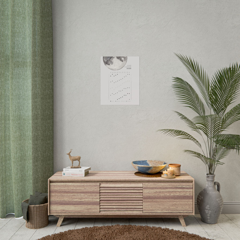 2026 Lunar Phase Calendar Moon Calendar for 2026 Modern Art Wall Decor Moon Phases Poster